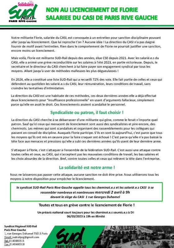 40 - Syndicats - PRG - Représsion CASI