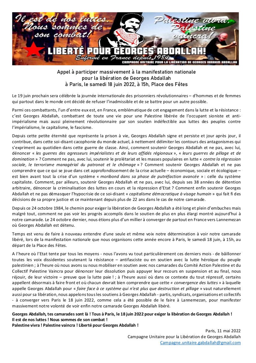 Appel manifestation 18 juin 2022 et signataires