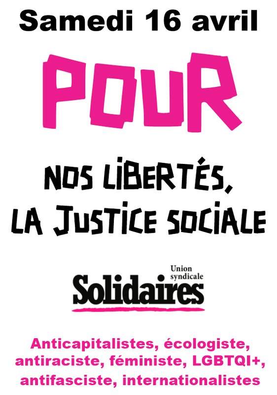 Samedi 16 avril pour nos libertés