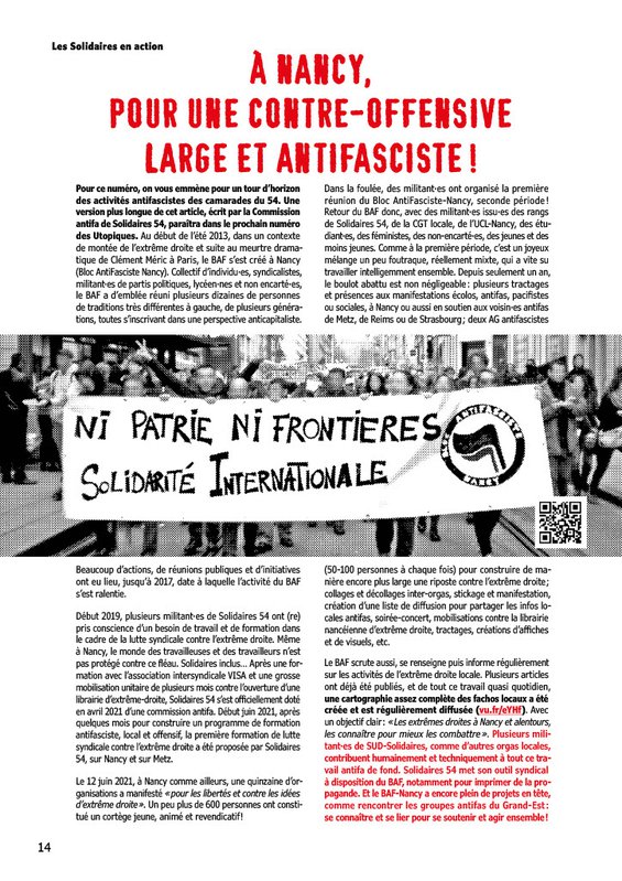 Les Solidaires en action : Solidaires 54